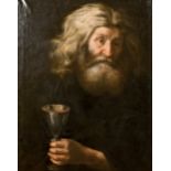 18th Century Italian School. A Study of a Man holding a Silver Goblet, Oil on Canvas, 30" x 23.