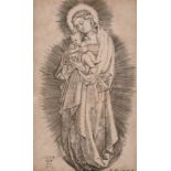 After Albrecht Durer (1471-1528) German. Madonna and Child, Engraving, 4.75" x 3" (12.1 x 7.6cm)