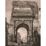 After Luigi Rossini (1790-1857) Italian. "Veduta dell'Arco di Tito", Etching, 17.75" x 14" (45 x