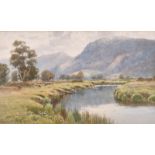 Warren Williams (1860-1941) British. 'Snowdonia', Watercolour, Signed, 14.75" x 24.75" (37.5 x 62.