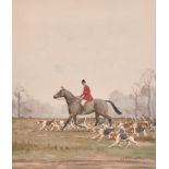 John S Sanderson Wells (1872-1955) British. The Master of the Hounds Cantering with the Pack,