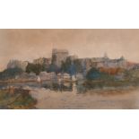 George Charles Haite (1855-1924) British. A View of Windsor Castle from the River, Watercolour,