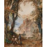 John Knight (19th Century) British. "Ightham Moat", 'Sevenoaks', with an Artist painting in the