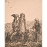 Marius Bauer (1867-1932) Dutch. "Goat Herds", Etching, Signed, Inscribed and Numbered 'No.18',