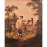Manner of Thomas Barker of Bath (1769-1847) British. A Young Boy standing by a Wooden Gate,