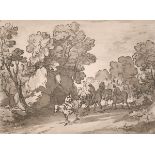 After Thomas Gainsborough (1727-1788) British. Travellers on a Woodland Path, Etching plate Number