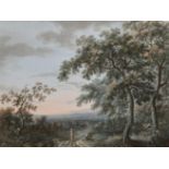 Circle of John Laporte (1761-1839) British. A River Landscape with Figures on a Path, Gouache, 10.