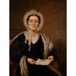 Early 19th Century English School. A Portrait of Margaret Smith (b.1786) reading a Letter, Oil on