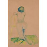 Jacques Villon (1875-1963) French. Study of the Back of a Kneeling Female Nude, Watercolour,