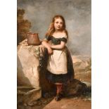 Thomas Jones Barker (1815-1882) British. A Young Girl at a Well, Oil on Canvas, Signed, Inscribed '