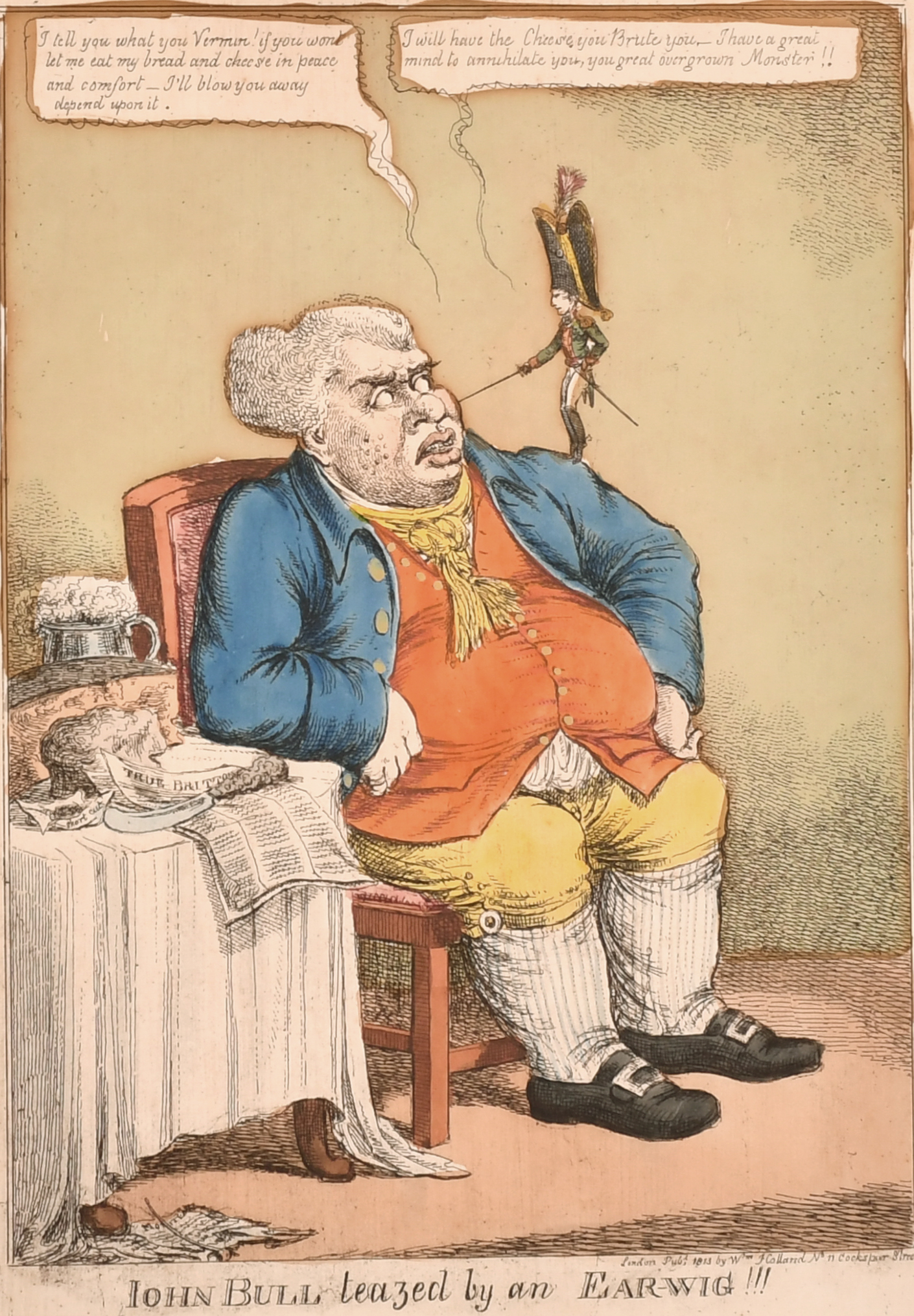 After Temple West (act.1802-1804) British. "John Bull Teazed by an Ear-wig!!!", Hand Coloured