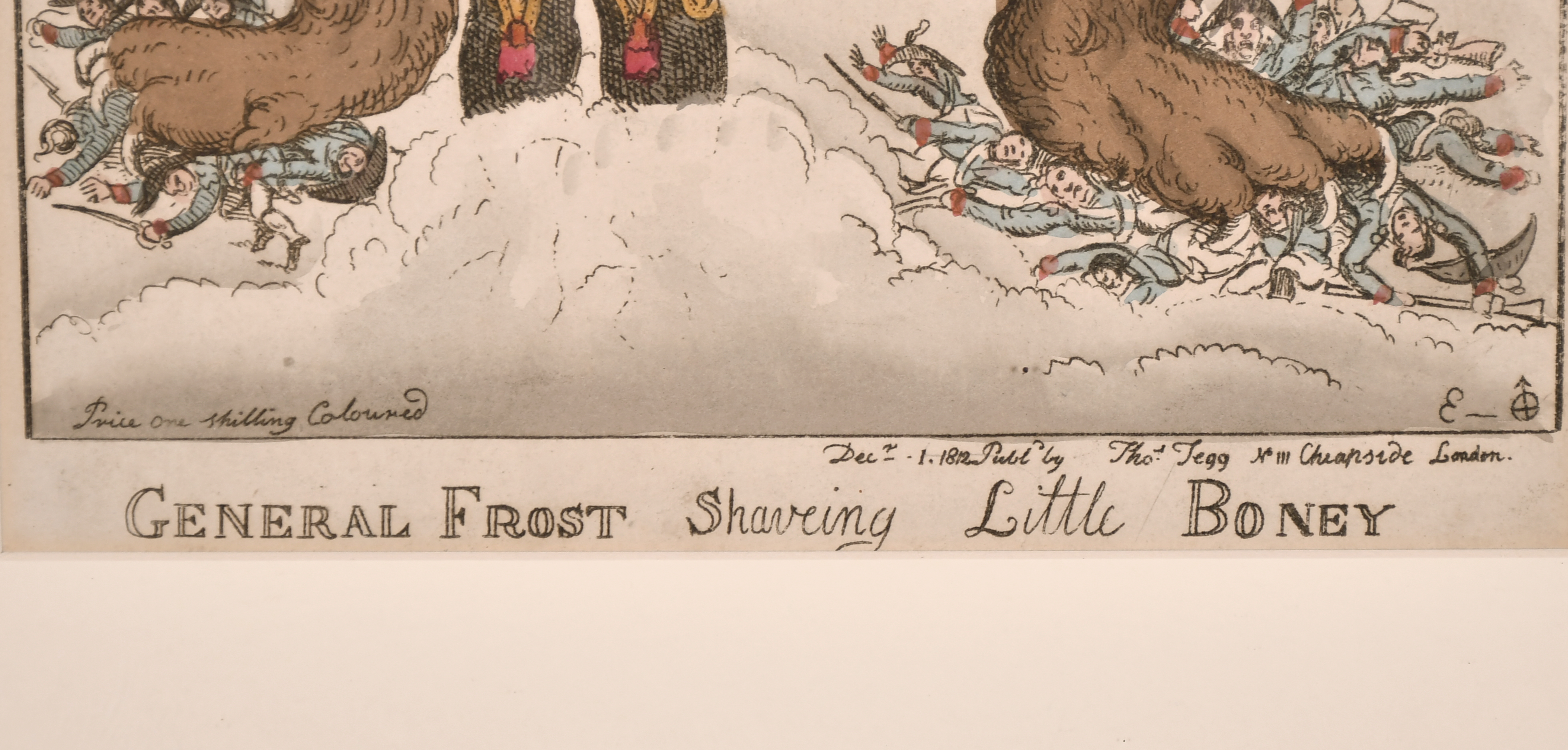 William Elmes (act.1804-1816) British. "General Frost Shaveing Little Boney", Hand Coloured Etching, - Image 5 of 8