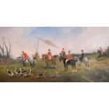 Philip Henry Rideout (1860-1920) British. A Hunting Scene, Oil on Board, with Incised Signature