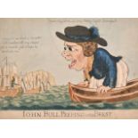 George Moutard Woodward (1760-1809) British. "John Bull Peeping into Brest", Hand Coloured