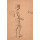 Charles Jean Agard (1866-1950) French. Study of a Young Tennis Player holding a Racquet, Pencil,