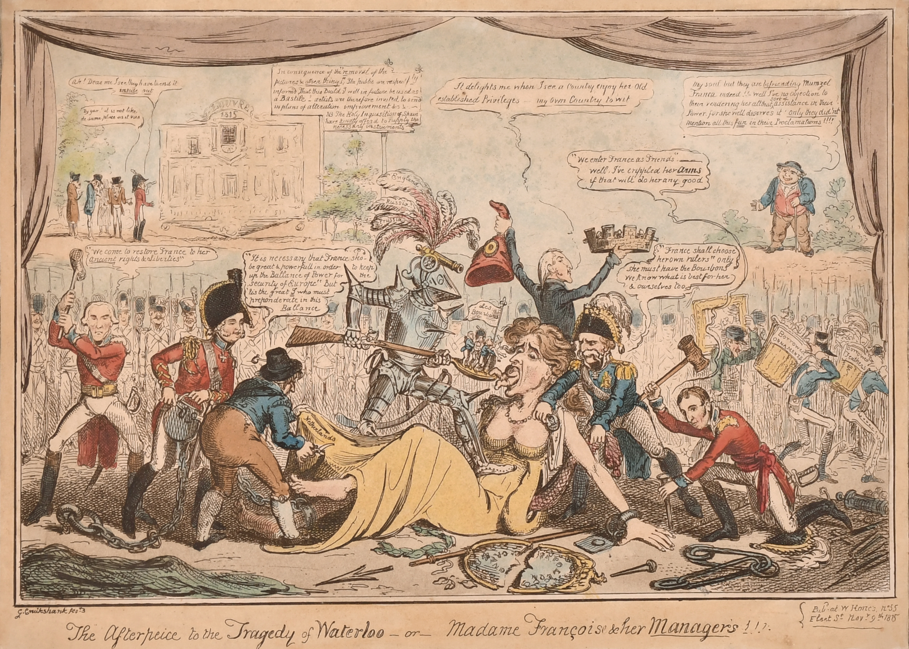 George Cruickshank (1792-1878) British. "The Afterpiece to the Tragedy of Waterloo - or - Madam