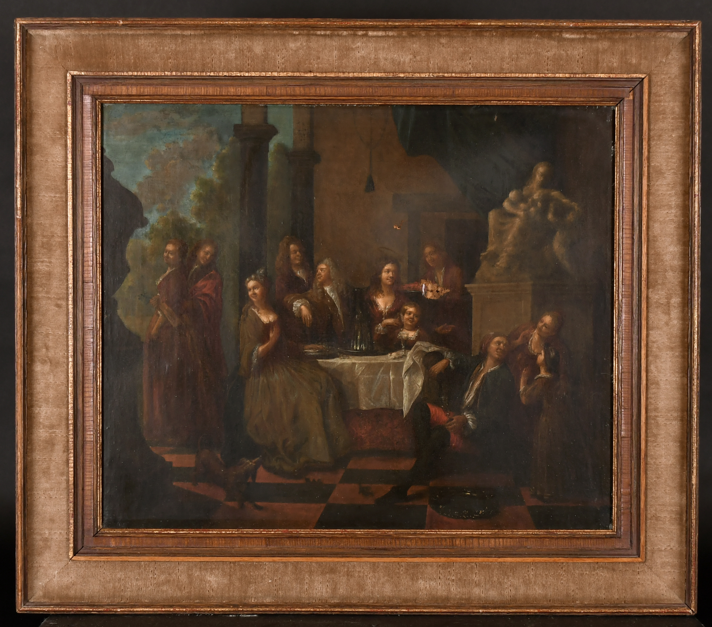 18th Century Dutch School. Elegant Figures at a Table on a Terrace, Oil on Canvas, 19.5" x 23.5" ( - Image 2 of 3