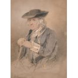 William Henry Kearney (1800-1858) British. A Greenwich Pensioner, Chalk and Pencil, Signed, and