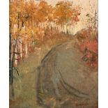 Mary Riter Hamilton (1873-1954) Canadian. Autumnal Landscape, Oil on Artist's Board, Signed and