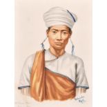 Maung Su Yatanabon (1903-1965) Burmese. "Hill Karen Man, Papun Dist", Watercolour, Signed and