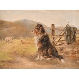Ernest Charles Walbourn (1872-1927) British. Study of a Farm Dog with Sheep, Oil on Board, Signed,