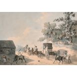 Circle of Samuel Henry Alken (1756-1815) British. 'A Commotion in the Farmyard', Watercolour, 7.5" x