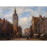 Pierre le Boeuff (act.1899-1920) French. ?The Belfry and Market Square, Ghent?, Oil on Canvas,