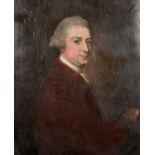 Follower of Sir Joshua Reynolds (1723-1792) British. Bust Portrait of a Wigged Man, Oil on Canvas,