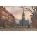 Leonard Marlborough Powell (1857-1939) British. "Church Row" Hampstead, a Street Scene