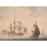 Attributed to Robert Cleveley (1747-1809) British. A British Three Masted One-Decker with Guns
