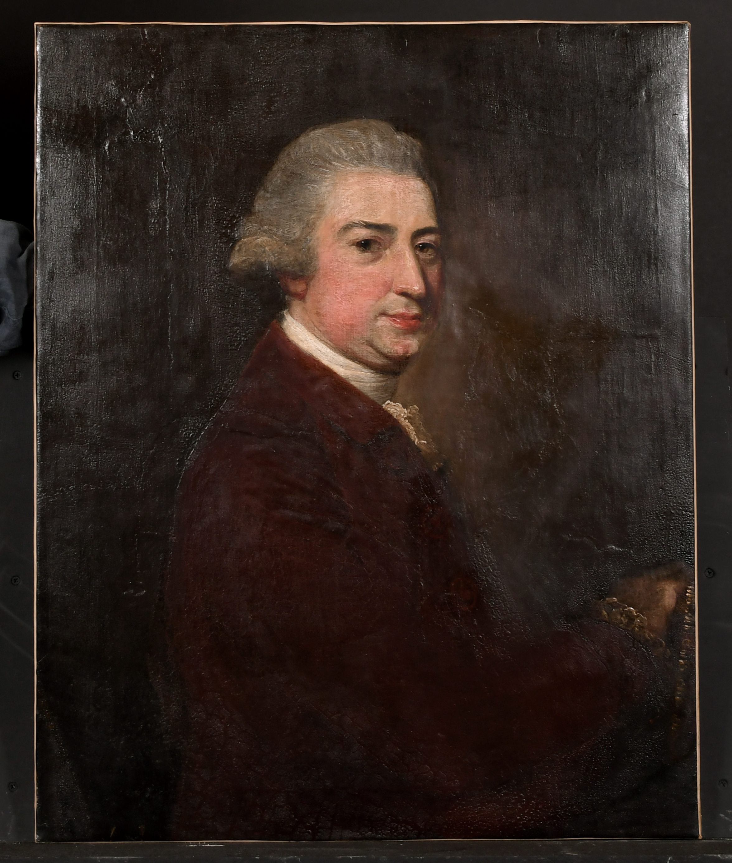 Follower of Sir Joshua Reynolds (1723-1792) British. Bust Portrait of a Wigged Man, Oil on Canvas, - Image 2 of 3