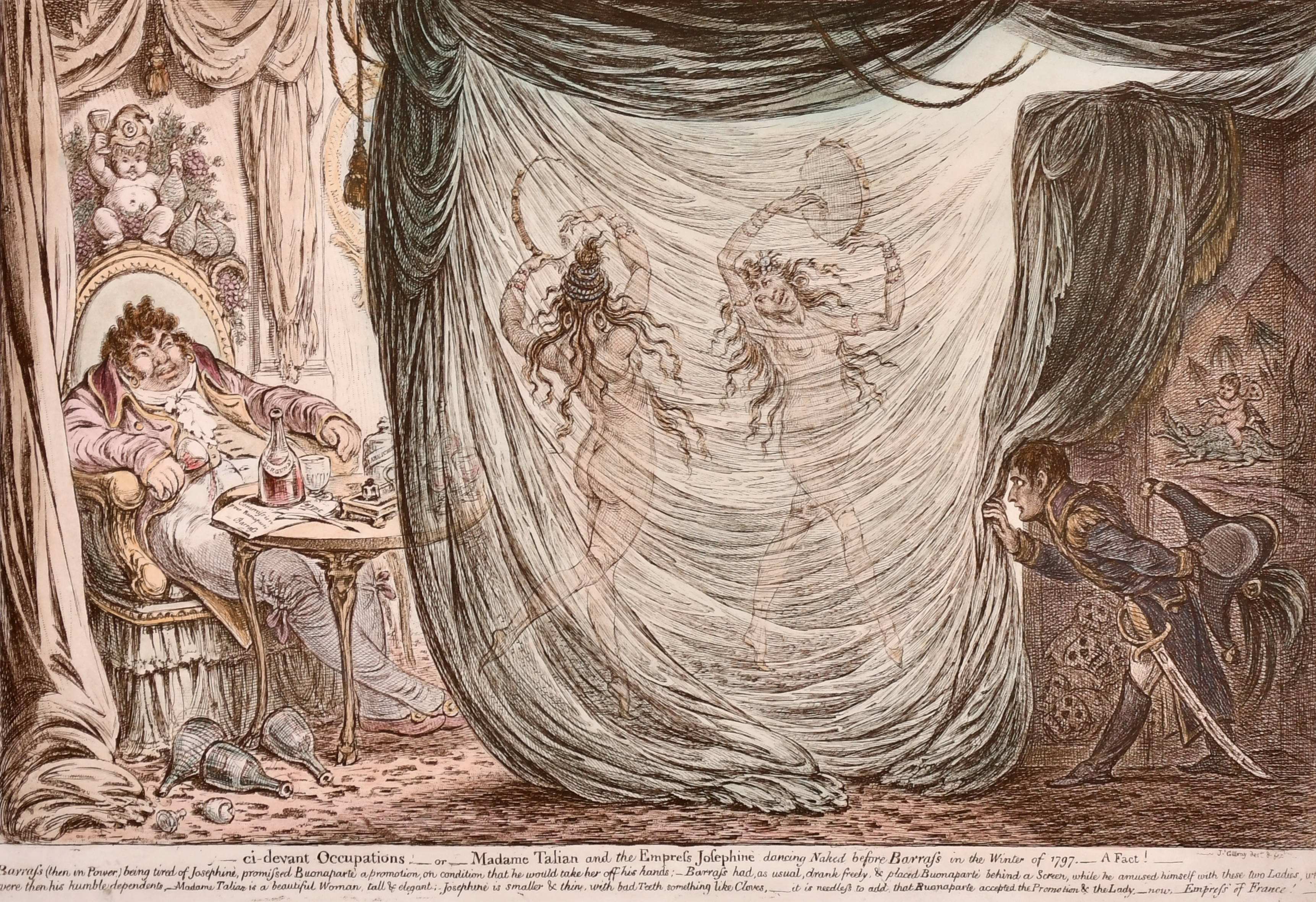 James Gillray (1757-1815) British. "Ci - Devant Occupations - or - Madame Talin and the Empress