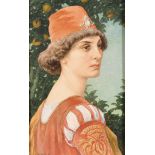 Elisabeth Sonrel (1874-1953) French. A Young Courtier in Medieval Italian Costume, Watercolour,