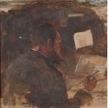 Thomas Blinks (1860-1912) British. The Artist at his Easel, Oil on Board, 4.25" x 4.25" (11 x 11cm),
