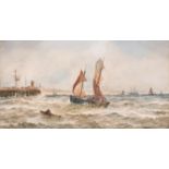 Thomas Bush Hardy (1842-1897) British. "Shipping Off South Coast Harbour", Watercolour, Signed and
