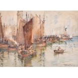 Frank Rousse (act.1894-1917) British. "Paddle Steamer & Sail", Watercolour, Signed and Dated '98,