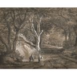 Circle of Thomas Gainsborough, (1727-1788) British. Figures on a Country Path, Watercolour