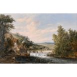 Alfred Vickers (1786-1868) British. "Llangollen Bridge", Oil on Canvas, Inscribed on a label