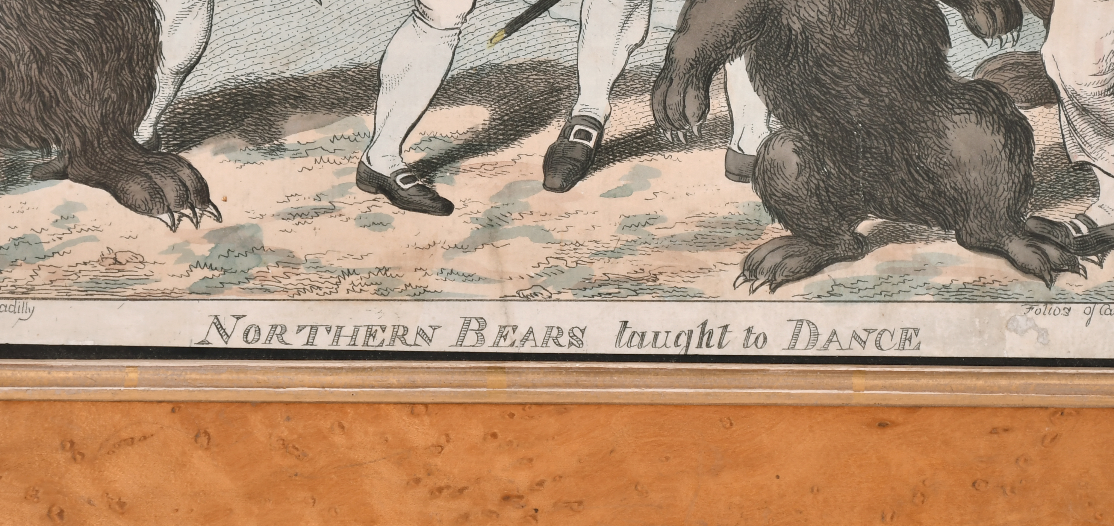 18th - 19th Century English School. "Northern Bears Taught to Dance", Hand Coloured Etching, - Image 4 of 6