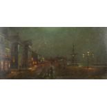 Wilfred Jenkins (1857-1936) British. Liverpool Docks by Moonlight, Oil on Board, Signed, 7" x 13.
