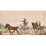 T.W. Hardy (19th Century) British. Figures in a Horse Drawn Gig Accompanied by Figures on Horses,