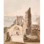 19th Century English School. 'Scarborough Castle', Watercolour, Inscribed, 8.5" x 6.75" (21.6 x 17.