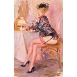 Konstantin Razumov (1974- ) Russian. 'The Lipstick', Oil on Canvas, Signed in Cyrillic, and Signed