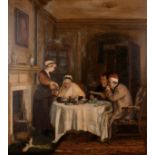 After David Wilkie (1785-1841) British. "The Breakfast", Oil on Panel, Unframed, 31" x 27.75" (77.