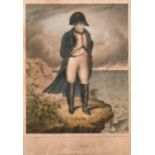 After Paul Delaroche (1797-1856). "Napoleon in Exile", Hand Coloured Engraving, 10.4" x 8.25" (26.