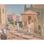 Alan Gourley (1909-1991) South African. "By the Monastery", Oil on Board, Signed, and Inscribed on a