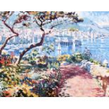 Hazel Soan (20th - 21st Century) British. A Mediterranean Harbour Scene, Oil on Canvas, Signed,