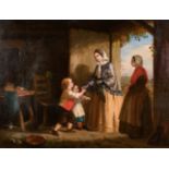Kate Gray (act. 1848-1892) British. 'The Charitable Visitor', Oil on Canvas, 14" x 18" (35.5 x 46cm)