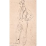 George Philip Reinagle (1802-1835) British. A Full Length Portrait of a Maltese Sailor, Pencil,