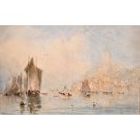 George Weatherill (1810-1890) British. "Whitby Harbour", Watercolour, Signed, and Inscribed on